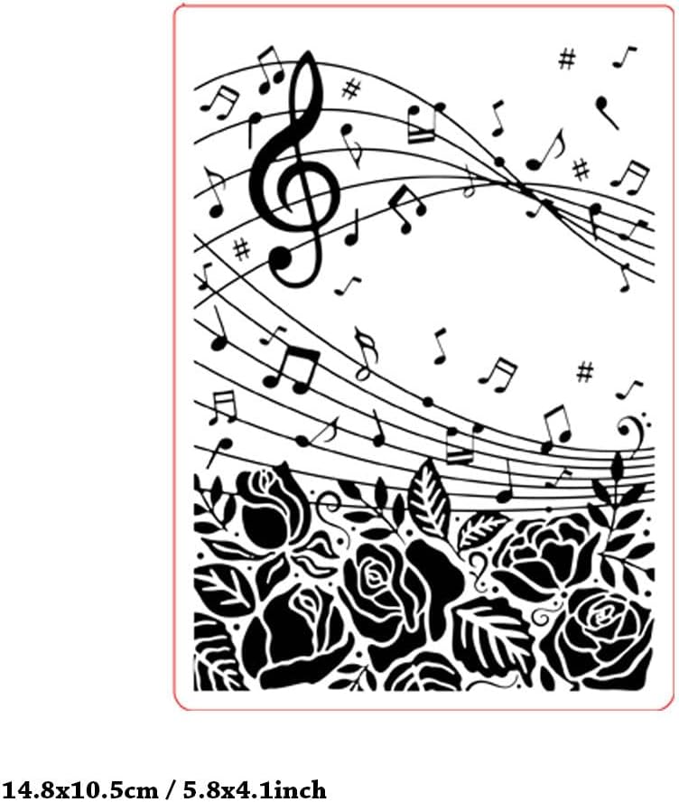 FUGUT 3-D Embossing Folder for Card Making - Plastic Textured Template for DIY Scrapbooking, Paper Crafting and Handmade Art Supplies (3D Rose Music 5.8 x 4.1 in) - Image 2
